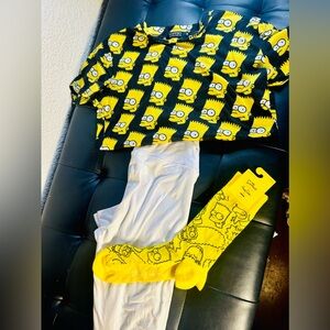 BART Simpson Outfit Romwe BART Shirt Happy Socks BART w/ White Leggings